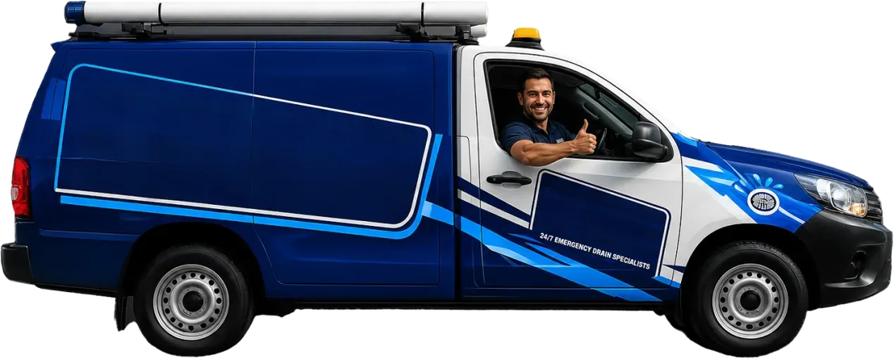 A licensed Kensington plumber heading out in the service van