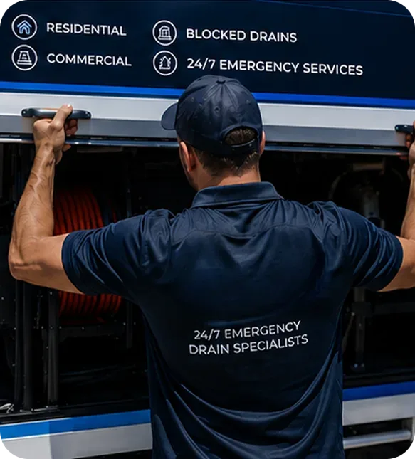 A licensed Kensington plumber at the service van